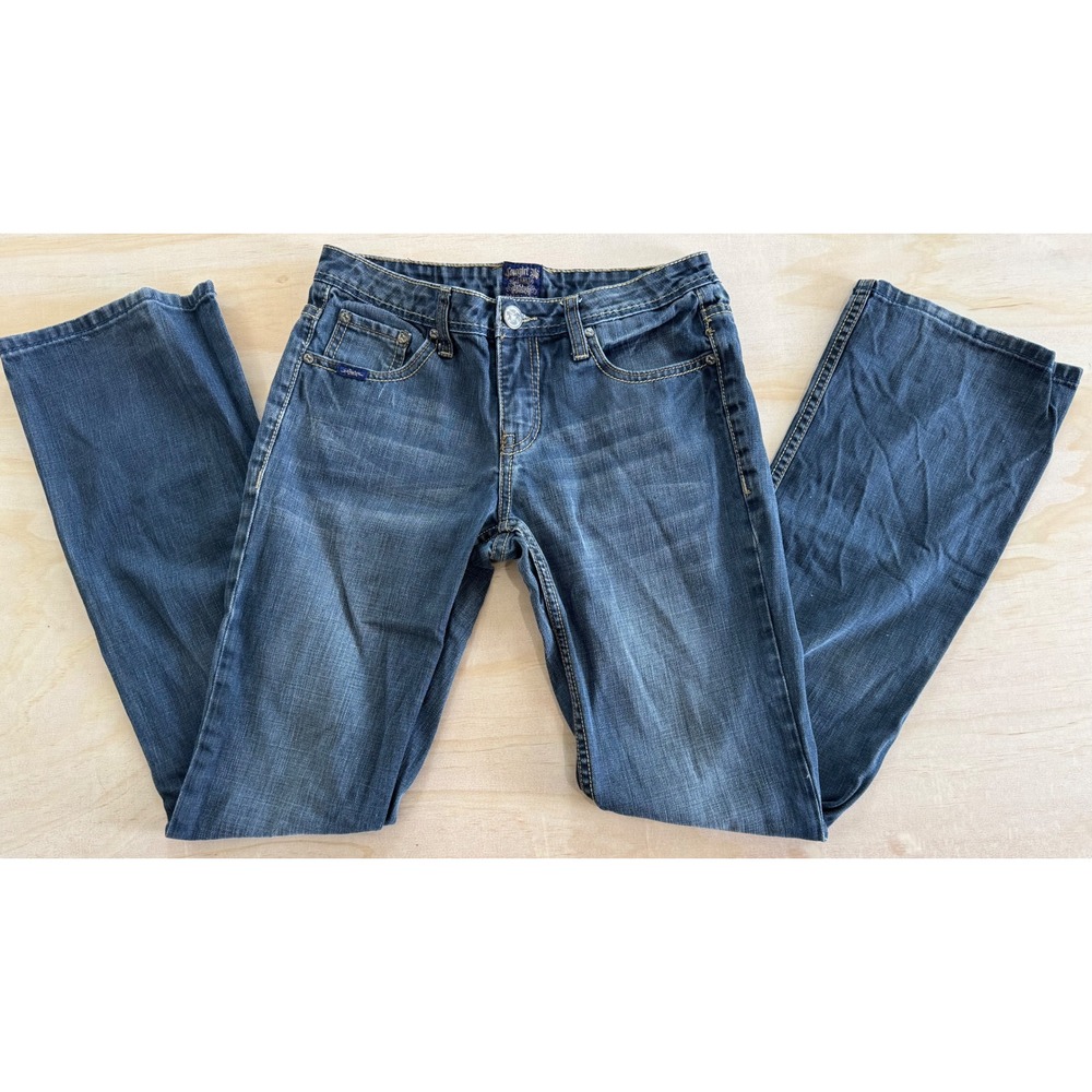 Cowgirl Up Bootcut Womens Jeans 2/27x34 Blue Denim  Leg Flap Pocket 
Ranch Rodeo